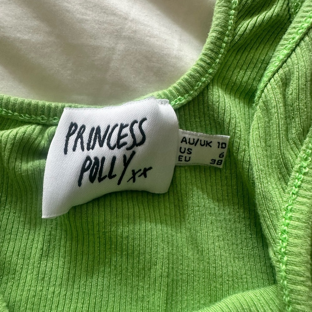 Princess Polly Lime Green Ribbed Tank Top - Picture 2 of 2